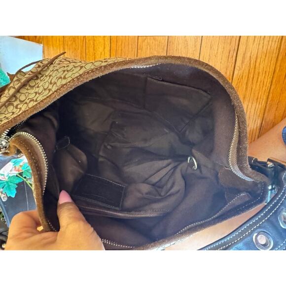 y2k COACH 2158 BROWN Mini Signature Print Hobo Tote Handbag (130 - Picture 9 of 11